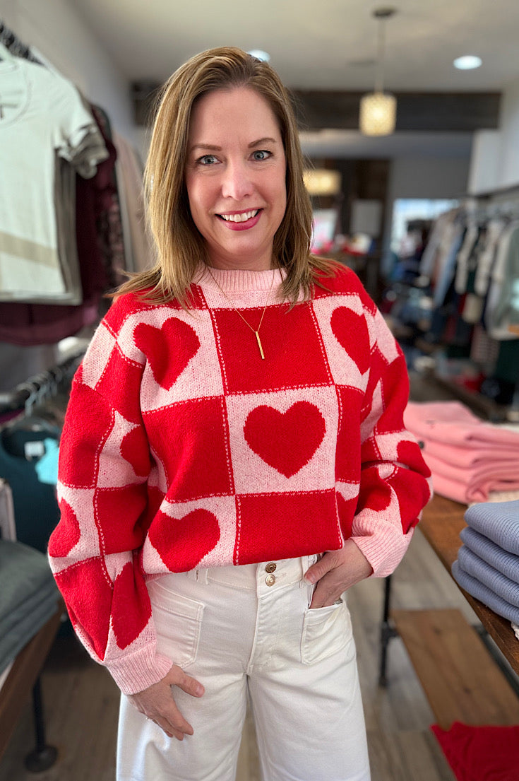 Callie Heart Checker Sweater