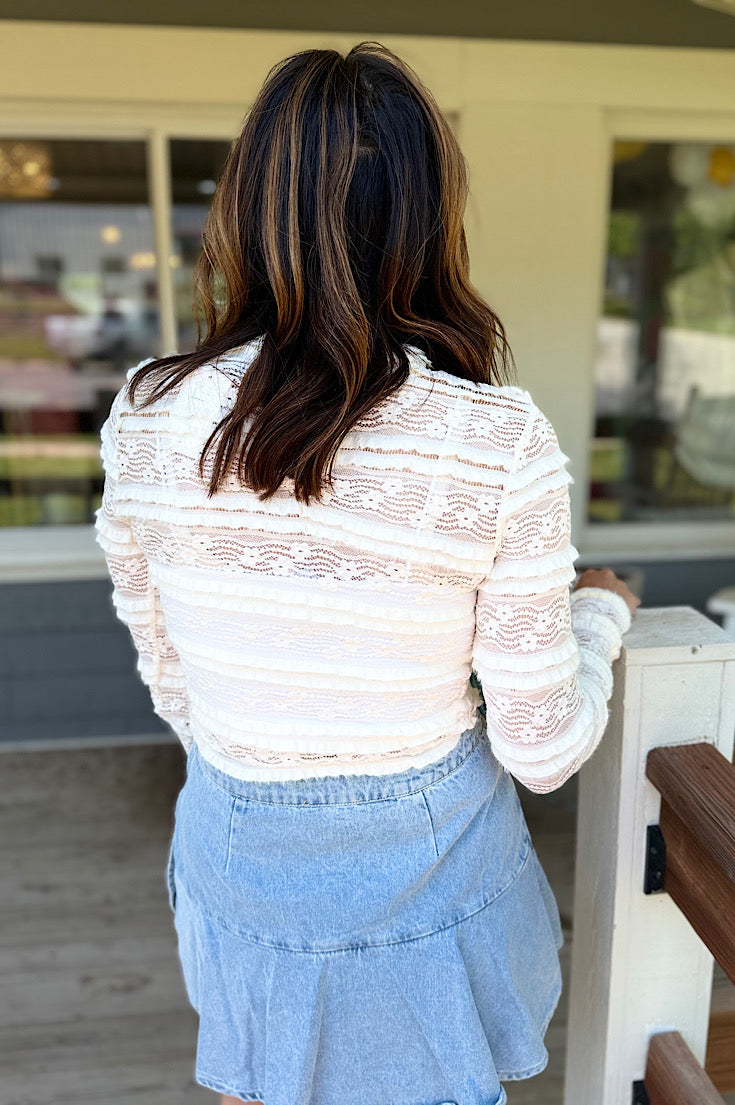 Marissa Ivory Lace Long Sleeve Top