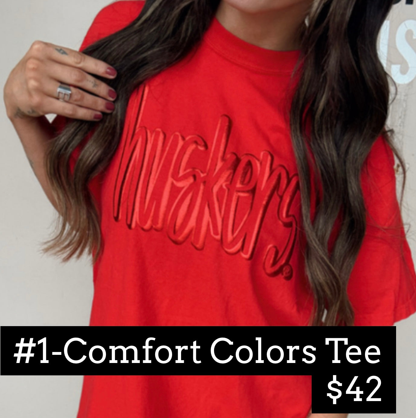 Huskers Metallic Red CC Tee or Gildan Crew