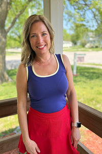 Quinn Navy Two Toned U Neck Seamless Tank