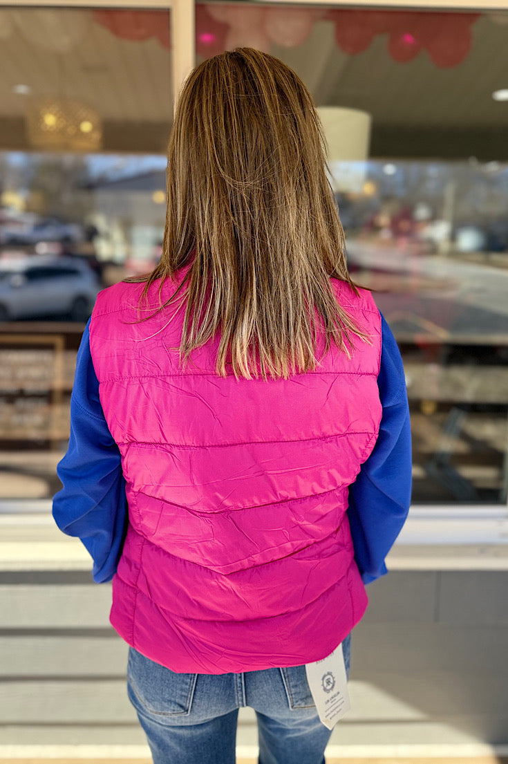 Lanie Pink Nylon Puffer Vest