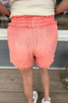 Piper Washed Coral Frayed Shorts