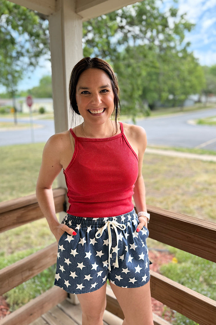 Lincoln Navy Star Denim Shorts