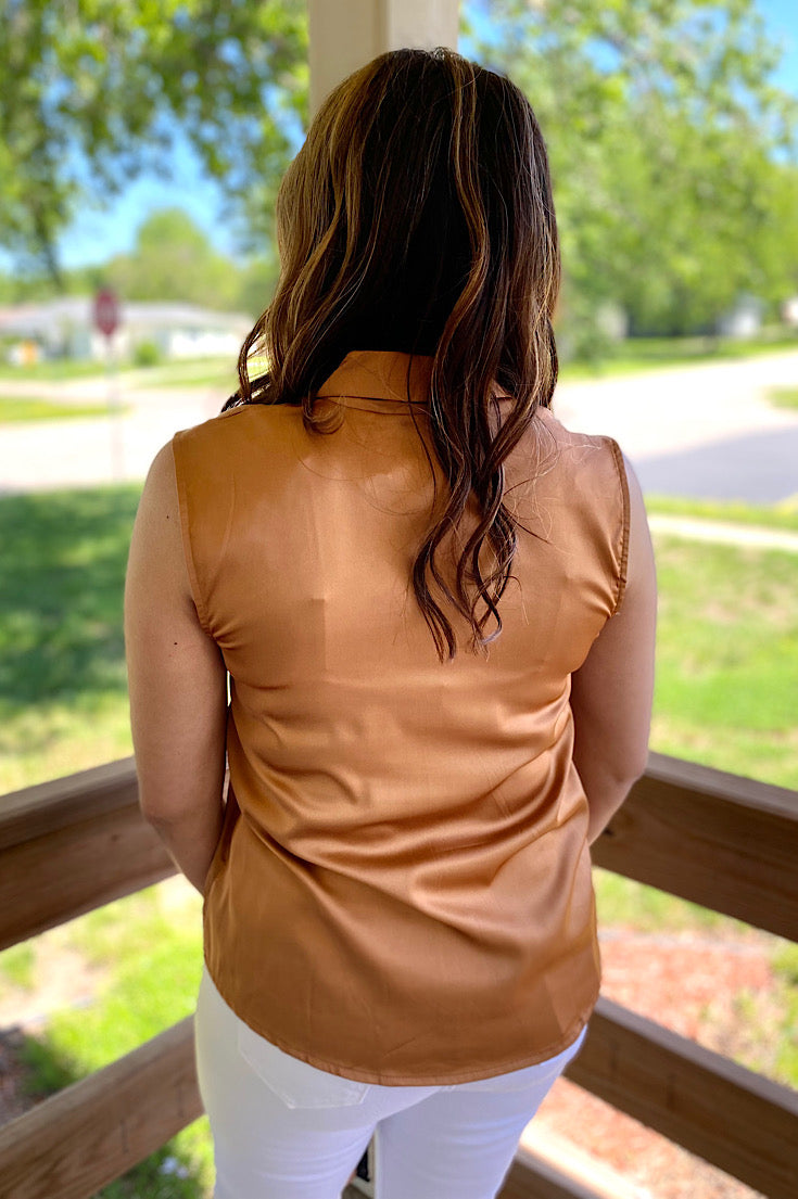 Bridger Satin Sleeveless Blouse {2 colors}