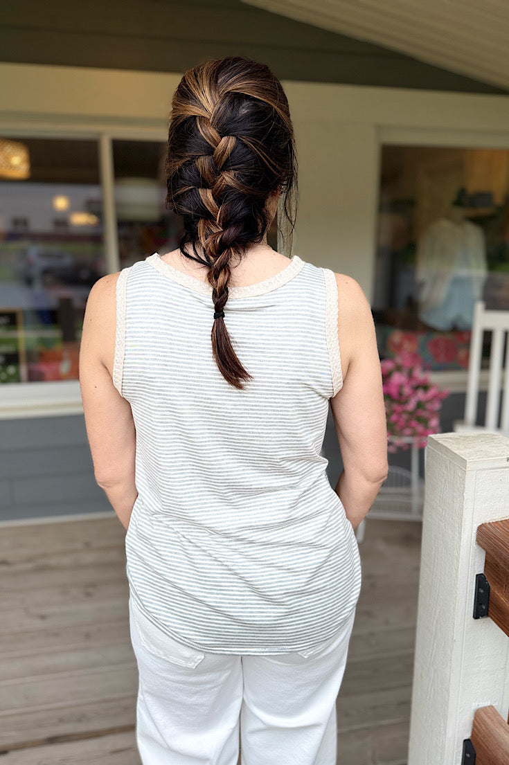 Ashlyn Grey Stripe Tank
