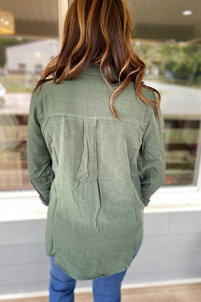 Lyric Half Button Up Forest Green Tunic