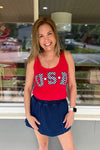 Red USA Checker Tank