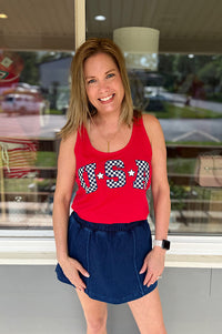 Red USA Checker Tank