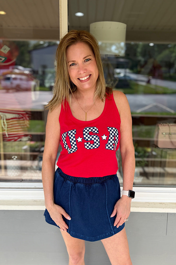 Red USA Checker Tank