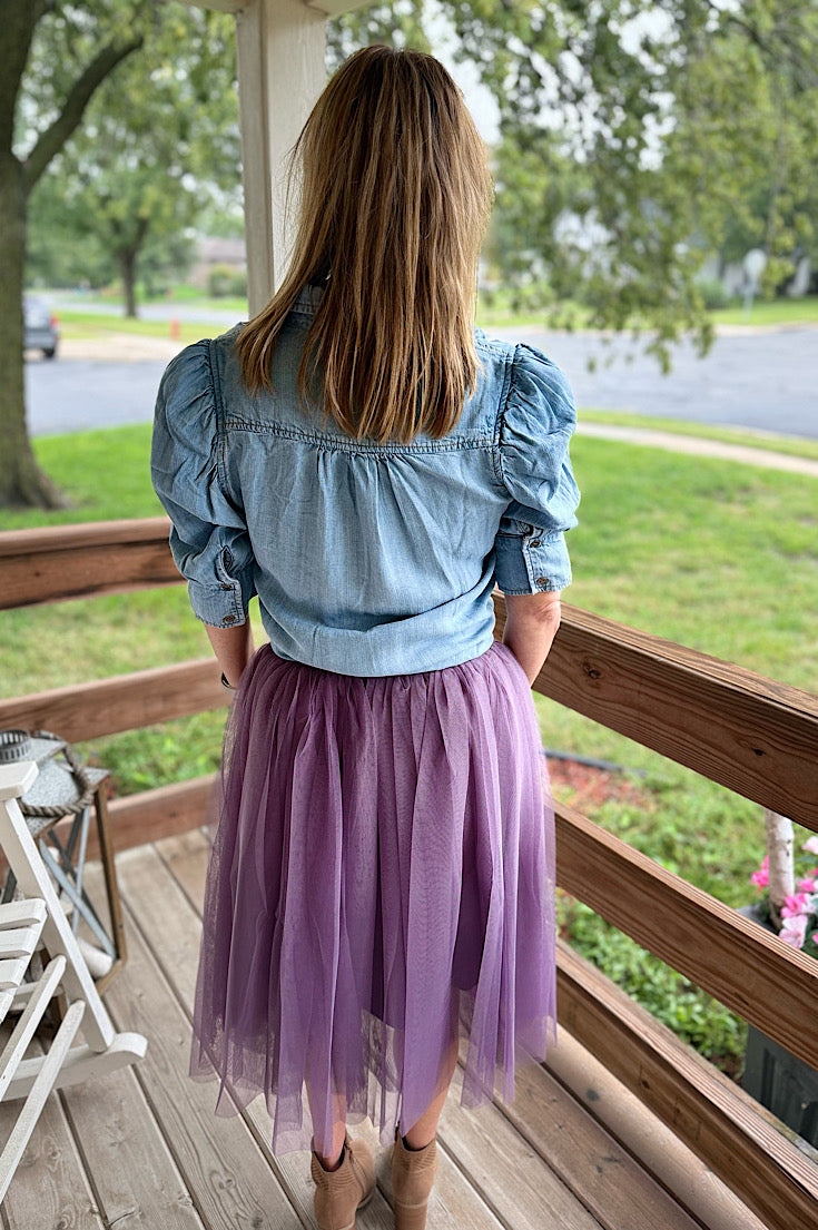 Maggie Plum Tulle Midi Skirt