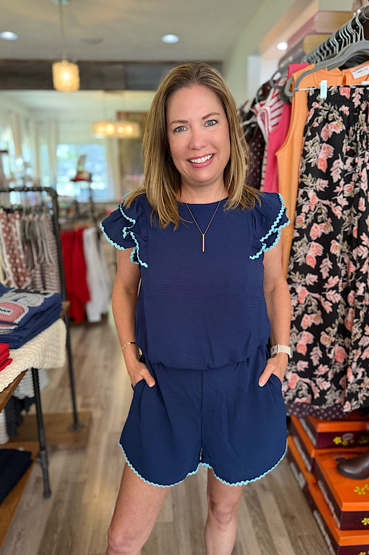 Teegan Navy Trim Shorts