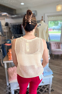 Bianca Cream Open Knit Tank