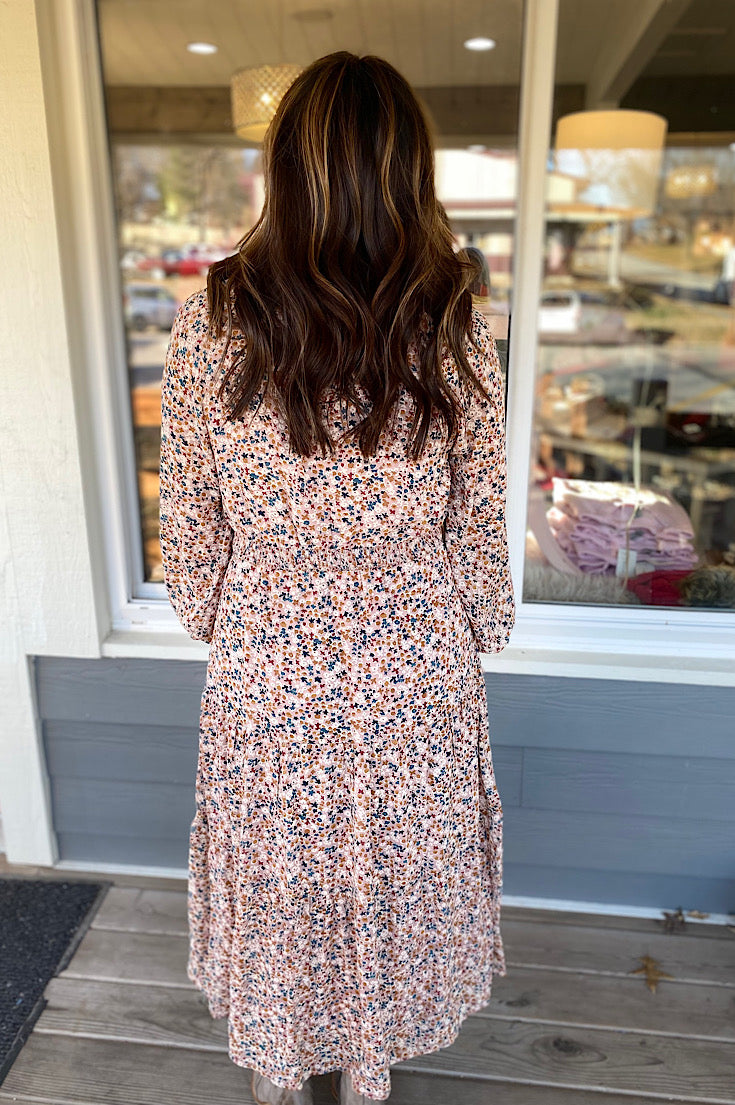 Abby Mauve Floral Midi Dress