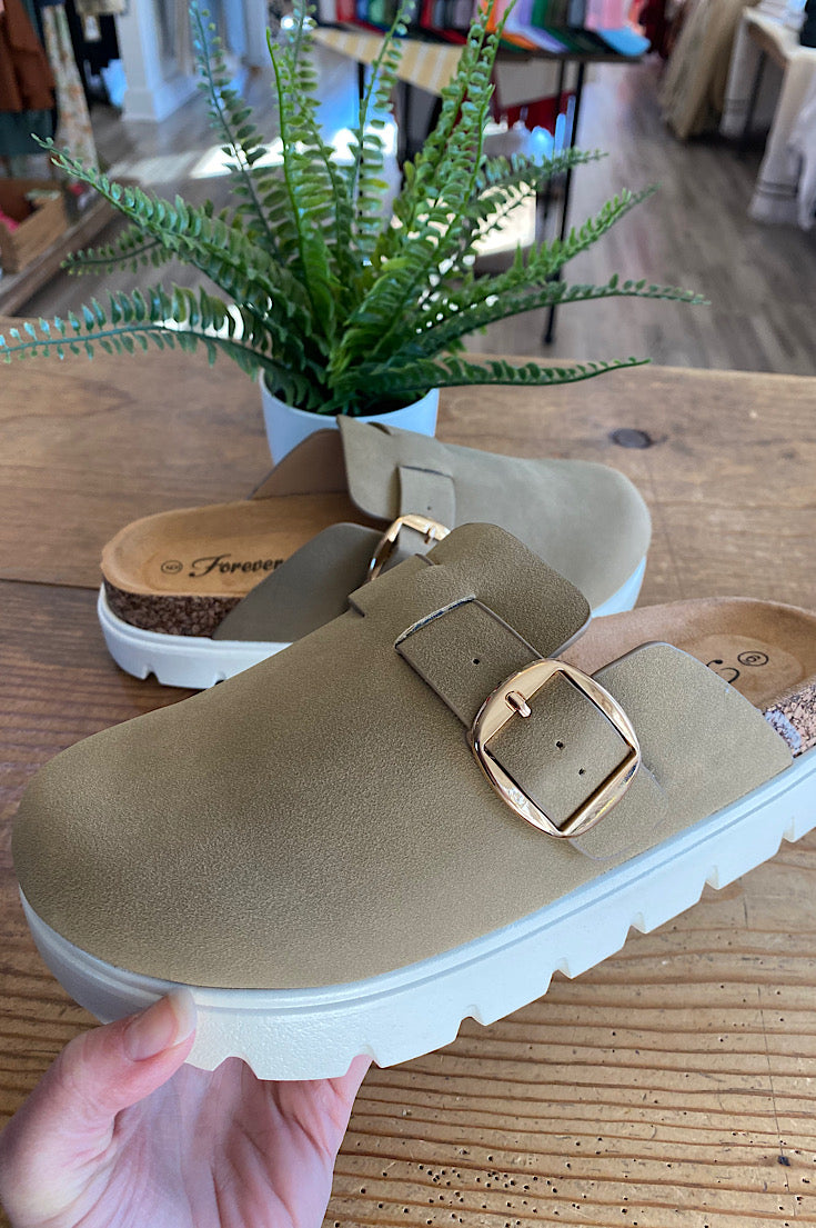 Senna Taupe Platform Clogs