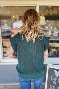 Ainsley Forest Green Short Sleeve Sweater Top