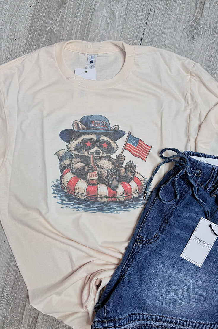 Patriotic 250 Floatin' Raccoon Tee