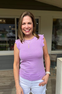 Kai Lavender Striped Tank Top