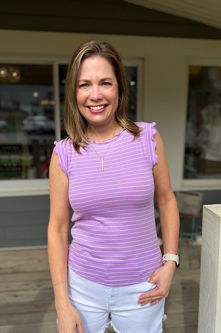 Kai Lavender Striped Tank Top