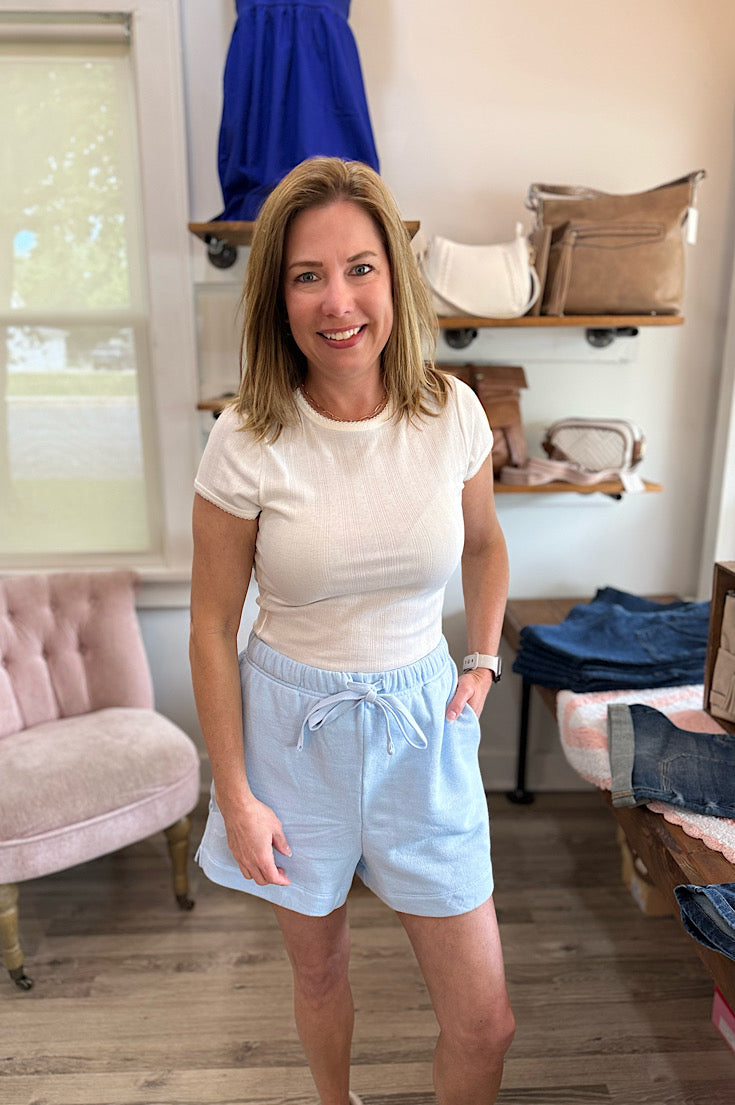 Hallie Ice Blue Terry Shorts