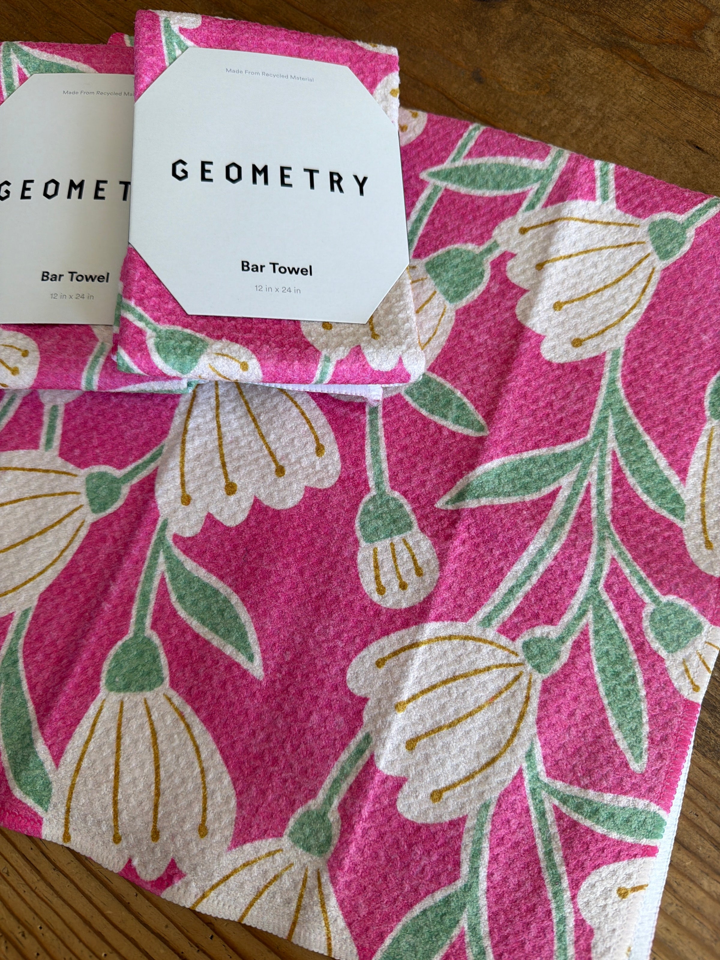 Geometry Pink Floral Bar Towel