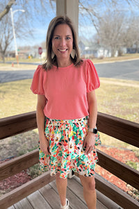Ella Scalloped Edge Floral Tiered Skirt