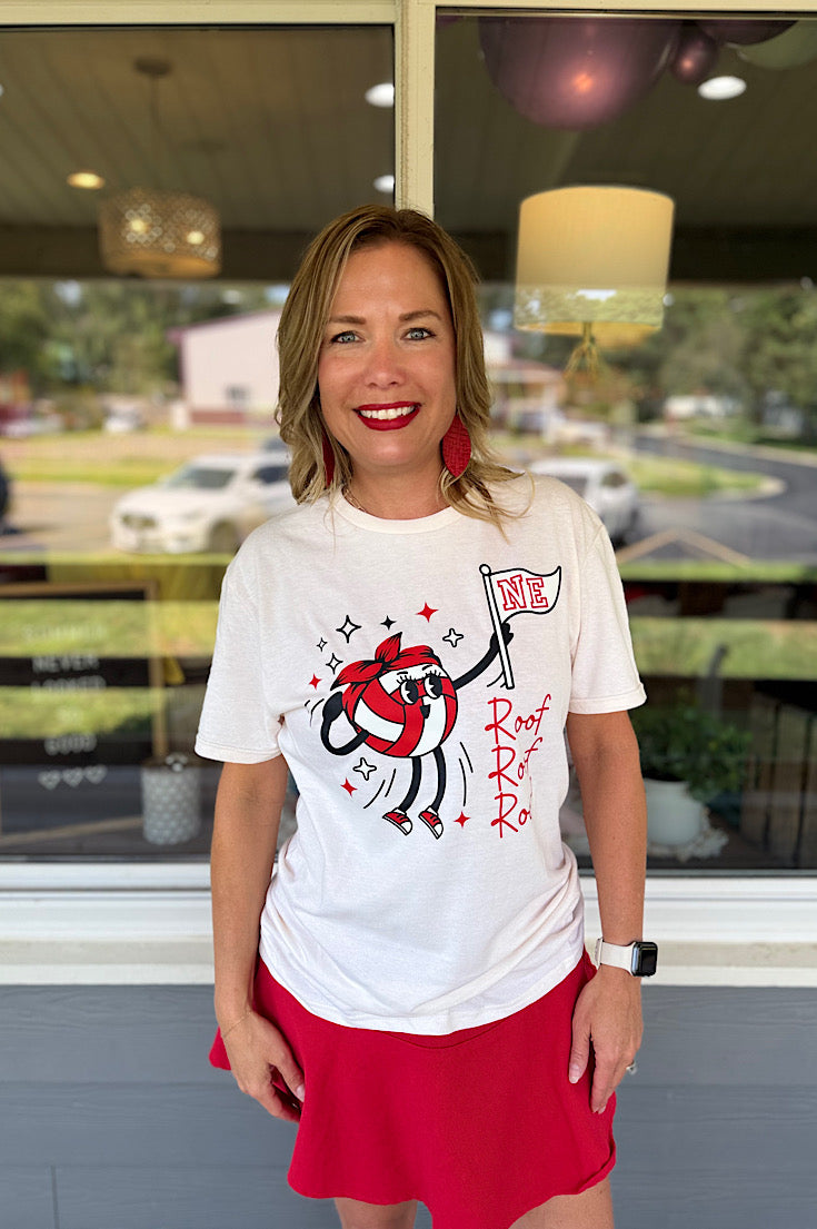 Retro Volleyball Roof Roof Tee-Adult