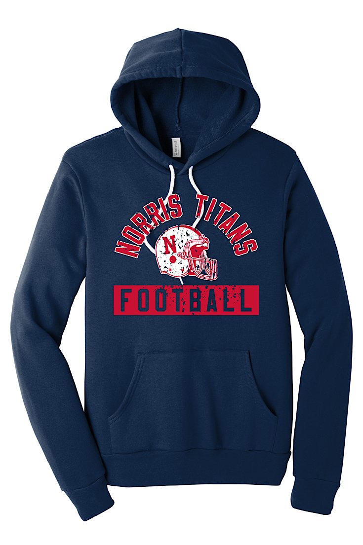 Norris Titans Football Bella Unisex Navy Fleece Hoodie