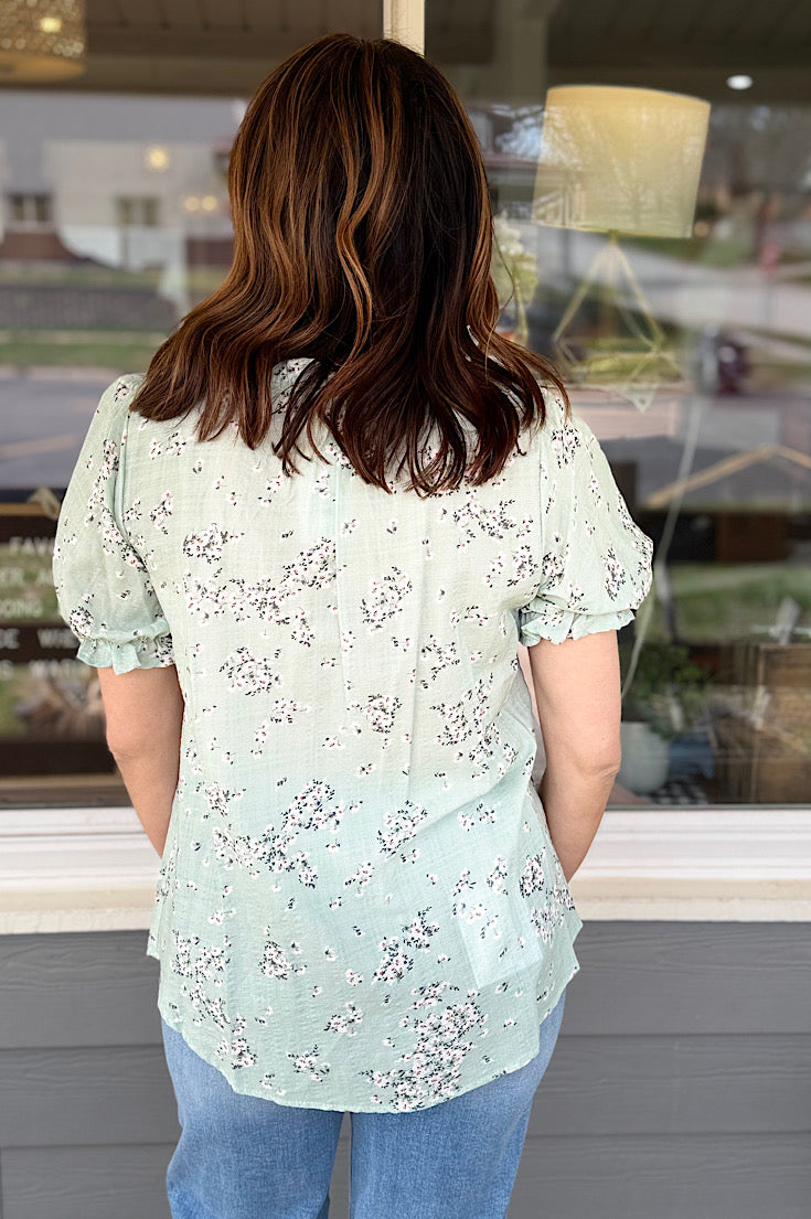 Felicity Sage Floral Print Blouse