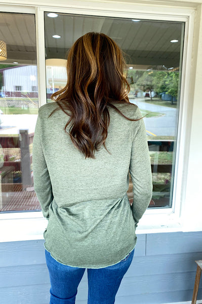 Mia Olive Microstripe Top