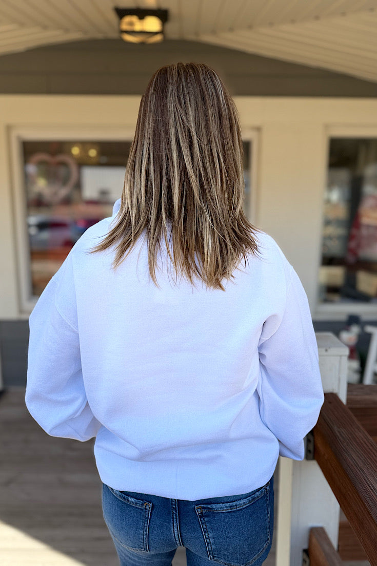 White Game Day 1/4 Zip Fleece