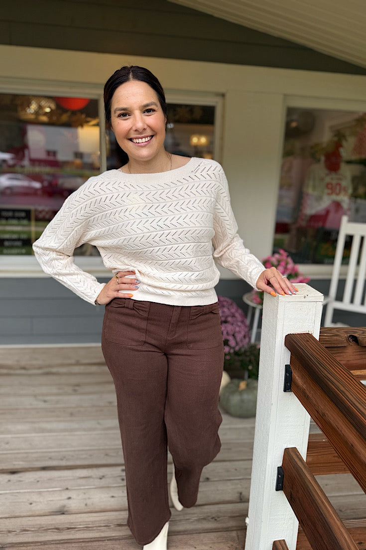 Boone Chocolate Bow Patch Pocket Pants