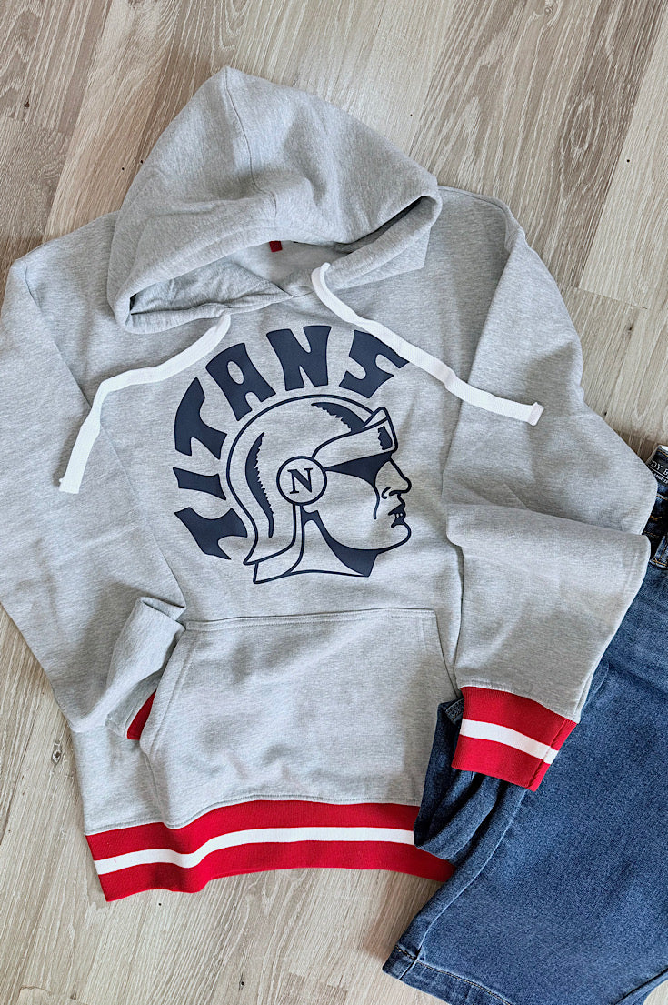 Gray Titan Head Varsity Hoodie
