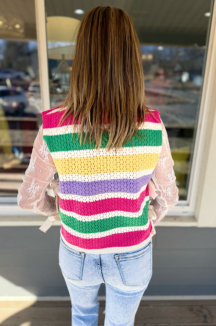 Blake Side Tie Colorblock Sweater Vest