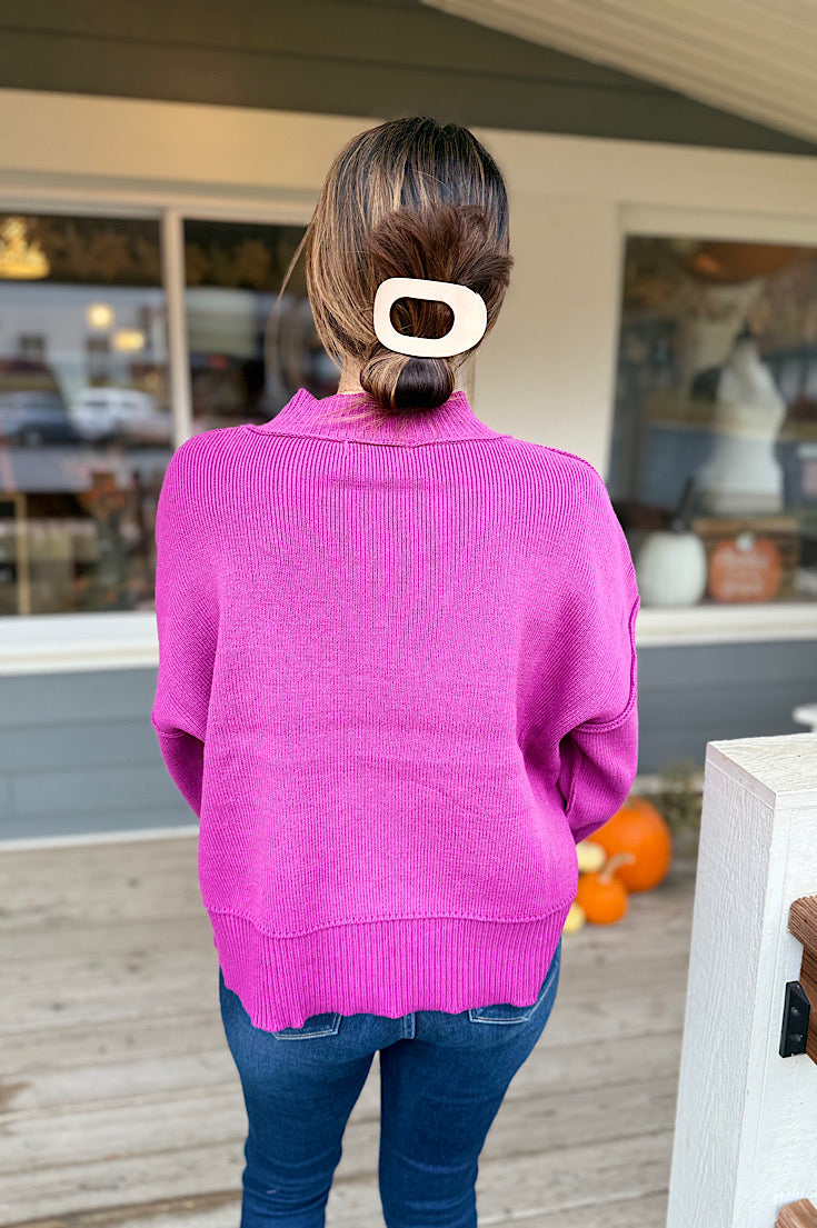 Tyren Magenta RIbbed Sweater