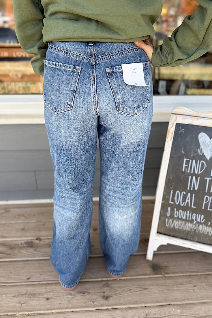 Chandler Wide Leg Curved Seam Denim