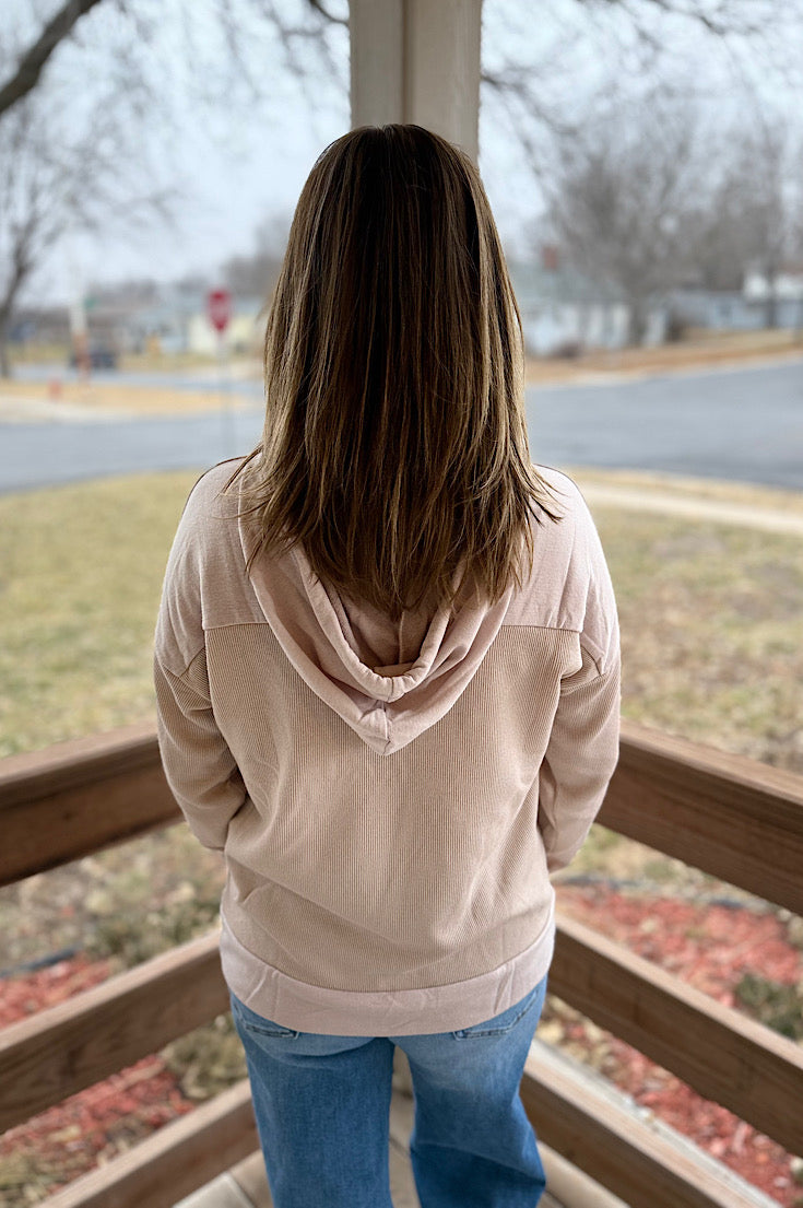Shiloh Natural Lightweight Ribbed Hoodie