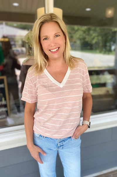 Chelly V Neck Stripe Top