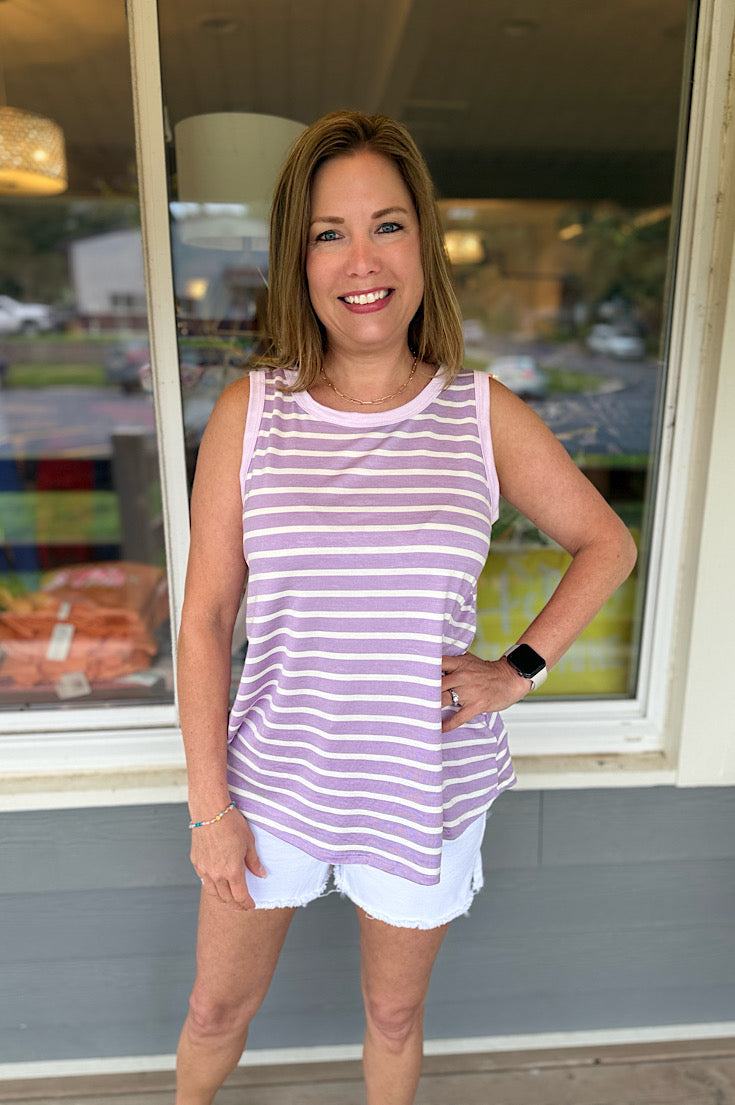 Harper Lavender Stripe Tank