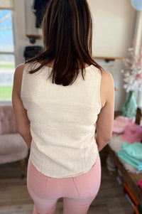 Lori Side Button Oatmeal Tank