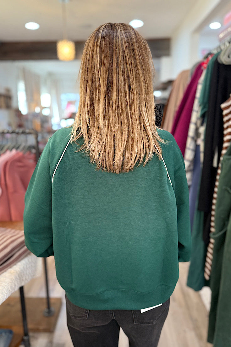 Viv Dark Green Piping Scuba Half Zip