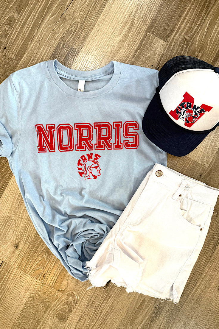 Norris with Titan Head Baby Blue Unisex Tee