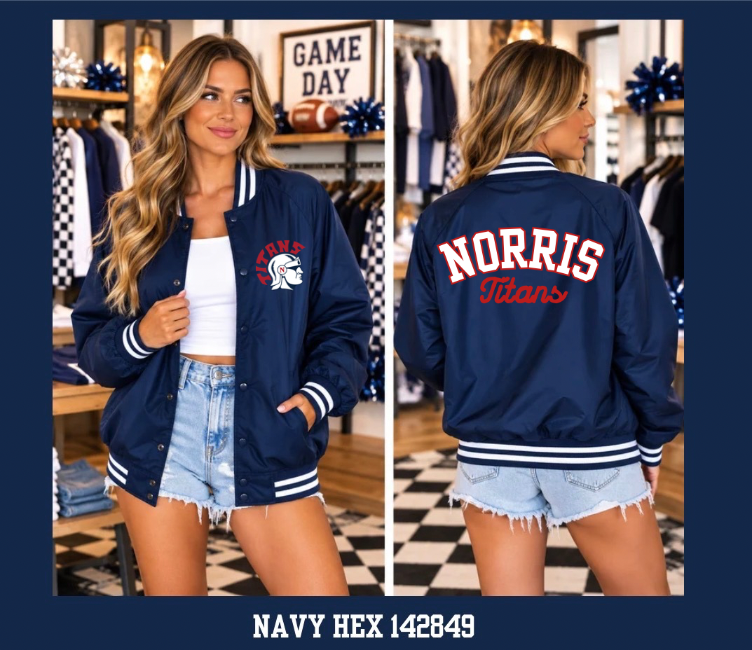 Norris Bomber Varsity Jacket {Navy or White}-Youth and Adult