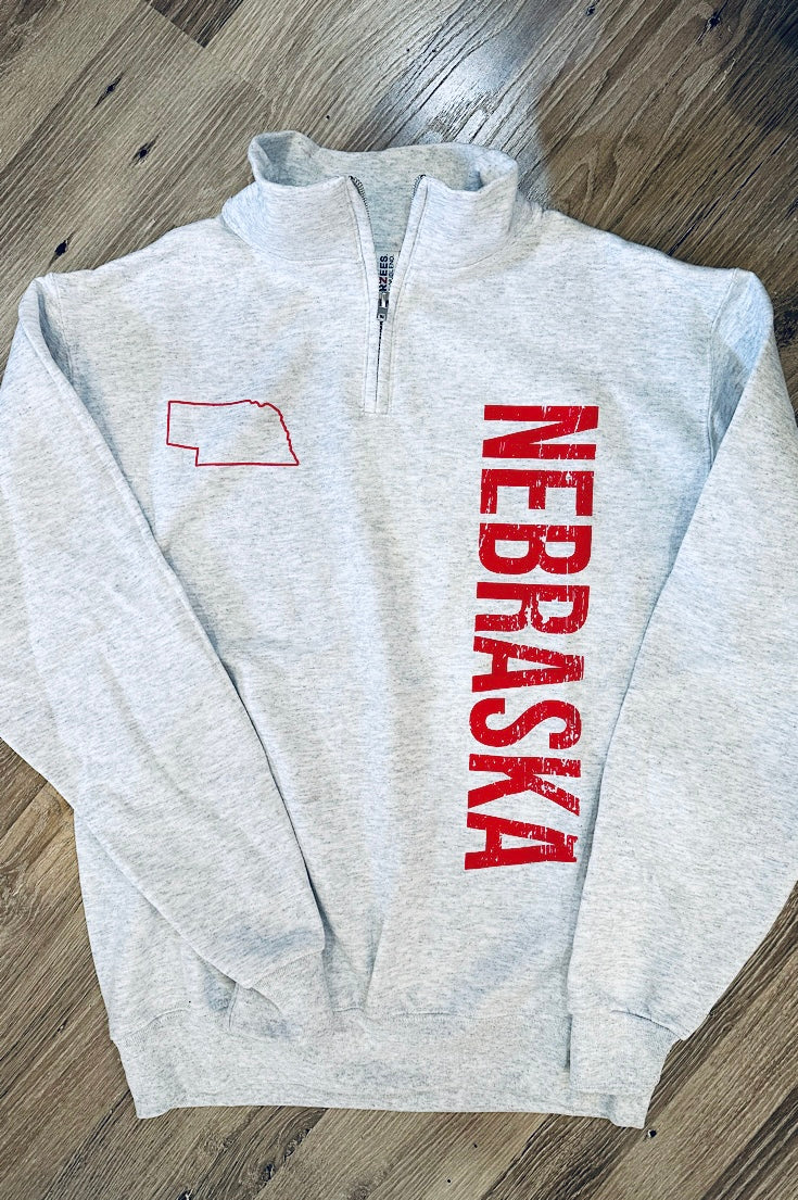 Ash Gray Vertical Nebraska 1/4 Zip