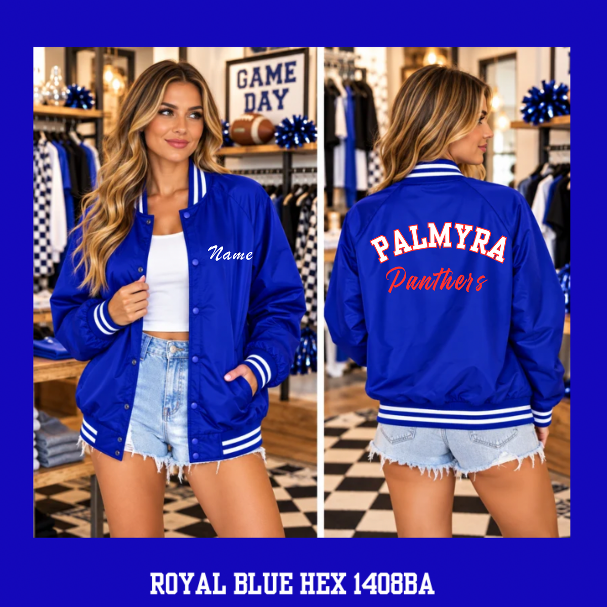 Palmyra Panthers Bomber Varsity Jacket {Royal or Red}-Youth and Adult