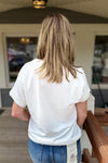 Hattie Ivory Tee with Ribbed Detail