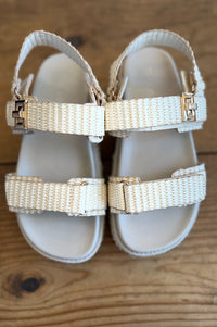 Devlin Double Strap Raffia Platform Sandals
