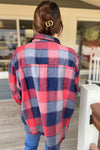 Hayden Red Navy Plaid Puff Sleeve Top