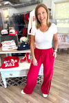 Kelce Red Fleece Wide Leg Sweatpants