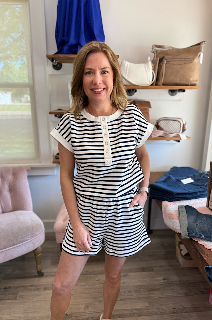 Mateo Navy Stripe Shorts
