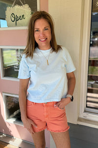 Chayse Boxy Modest Crop Washed Tee {2 colors}